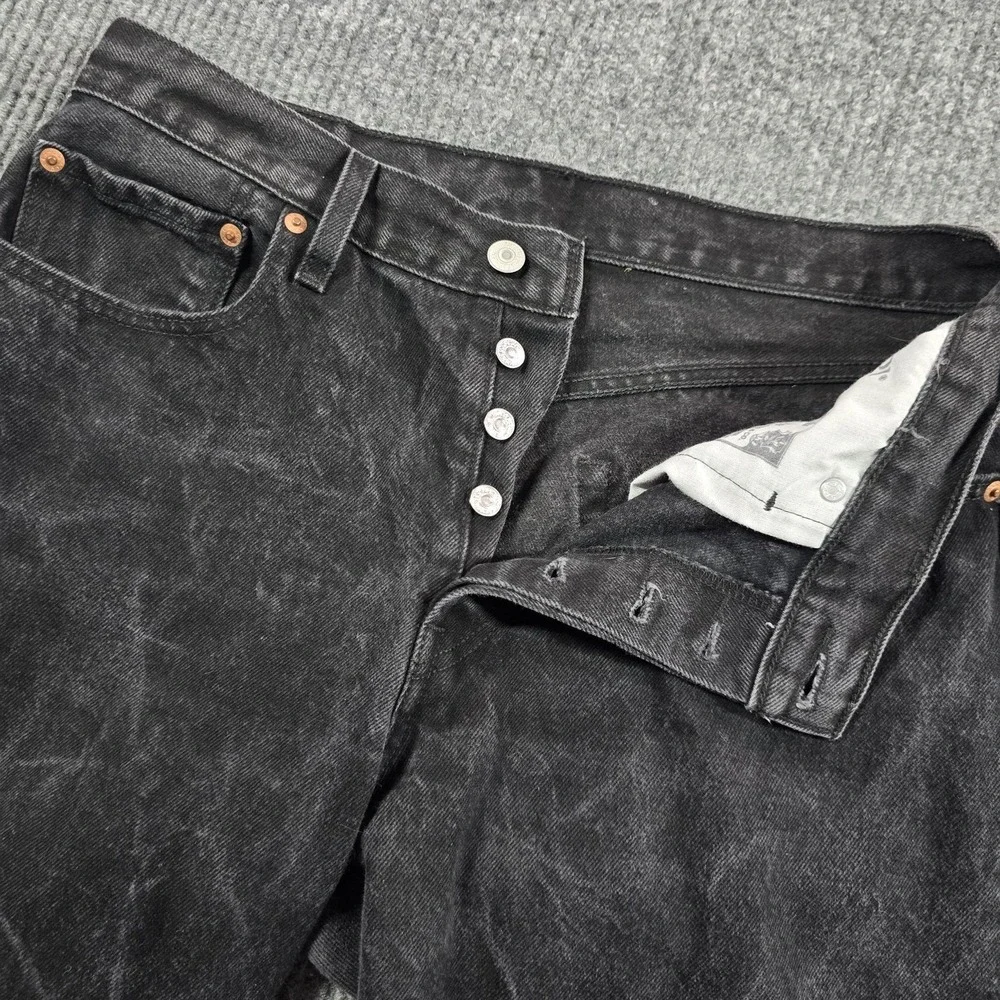 Levi's 501 '90s Jeans Mens 30x30 Black Stone Wash Relaxed Straight Button Fly